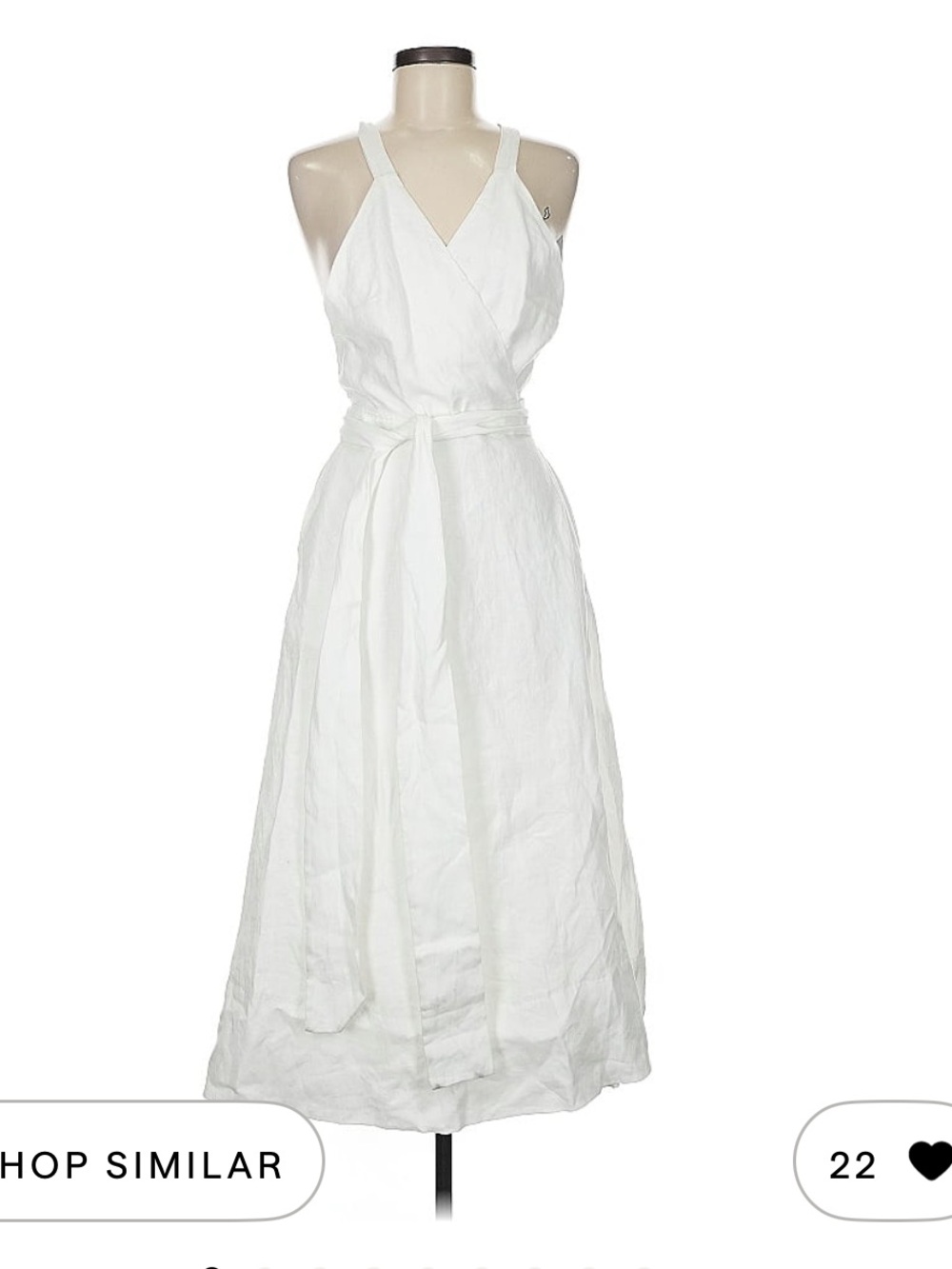 Reformation White Linen Wrap dress Skirt with Self-Tie Waist